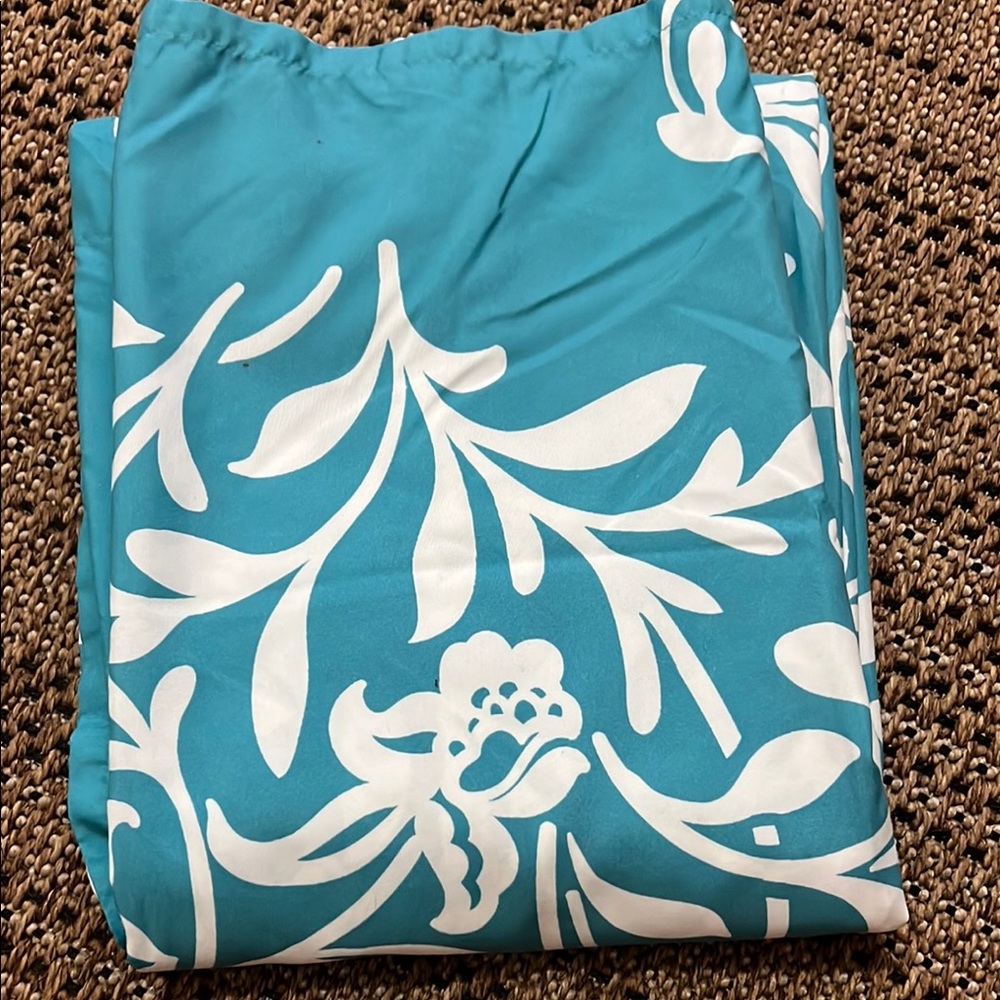 Teal and White Floral Shower Curtain